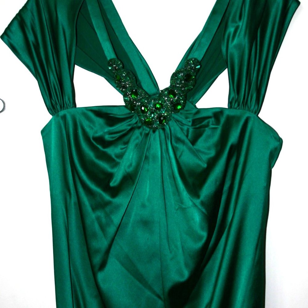 MARC BOUWER GLAMIT, Emerald Green Cocktail Dress, Size 10, SILK, Never Worn